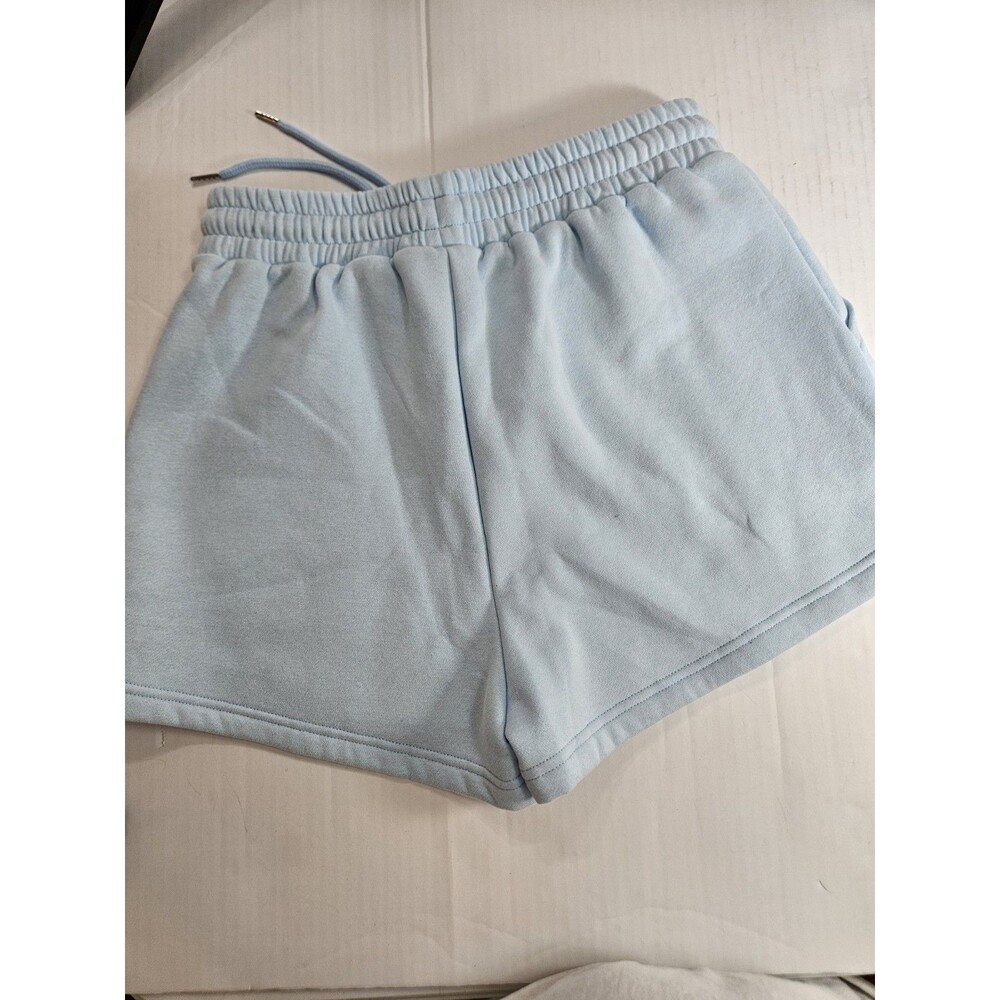 Wilo The Label Logo Fleece Jog Shorts Womens Small Blue Pockets Loungewear NWT - Picture 2 of 7